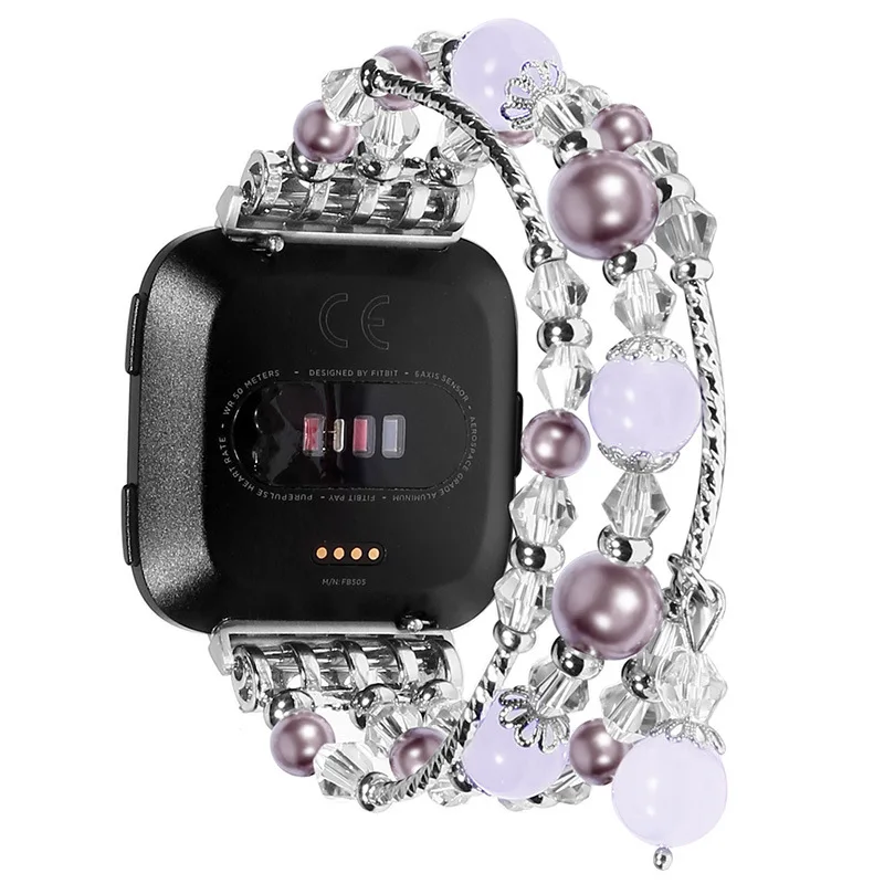 Лучший женский ремешок для часов Fitbit Versa браслет из натурального агаоа с каменным ремешком роскошные розовые стропы - Цвет: Purple