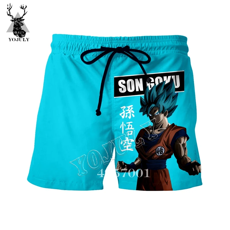 YOJULY новые летние Для мужчин Dragon Ball Z Сон Гоку 3D аниме принтом Шорты унисекс Повседневное пляжные шорты для серфинга шорты, короткие брюки Прямая DK20