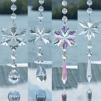 

Christmas Crystal Snowflake Ornament Xmas Tree Hanging Pendant Car Decoration