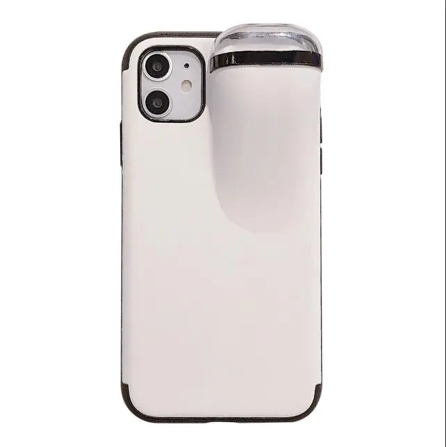 2 in 1 iPhone Case with Airpods Earphone Storage Box For iPhone 11 Pro XS MAX XR X 7 8 Plus Airpods 1 2 Soft Silicone Cover - Цвет: White