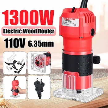 

110V/220V 1300W Woodworking Electric Trimmer Wood Milling Engraving Slotting Trimming Machine Hand Carving Wood Router Machine