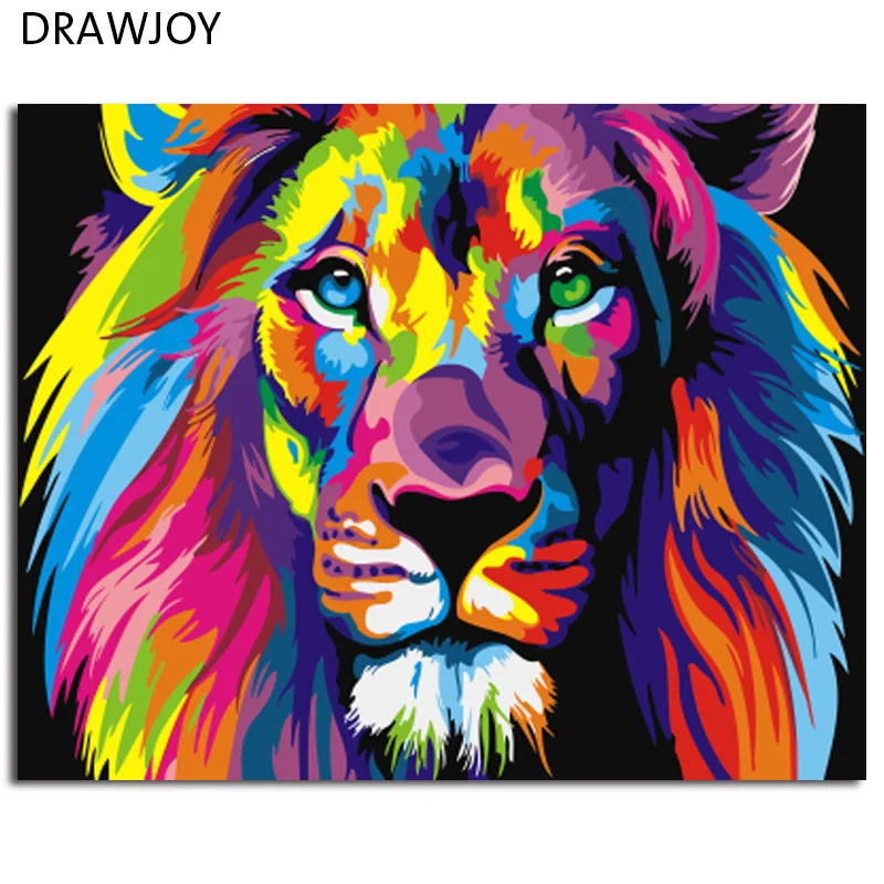 

DRAWJOY Drop Shipping Colorful Picture Framed DIY Painting By Numbers Home Decor DIY Canvas Oil Painting For Living Room