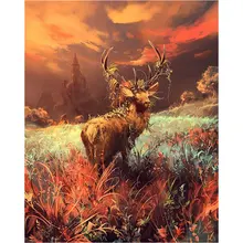 Алмазная вышивка с оленями на заказ, полная квадратная круглая алмазная живопись, мозаика ручной работы, 3d вышивка крестиком, пейзажные изображения