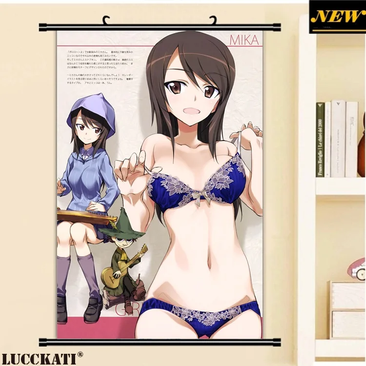 16ass bra breast_hold cleavage crossover girls_und_panzer guitar kurashima_tomoyasu moomin open_shirt pantsu snufkin undressing uniform_本 (2)