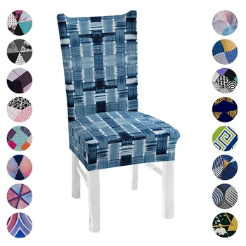 

Modern Geometric Elastic Printing Dining Chair Slipcover Removable Anti-dirty Kitchen Seat Case Chairs Cover for Banquet Hotel
