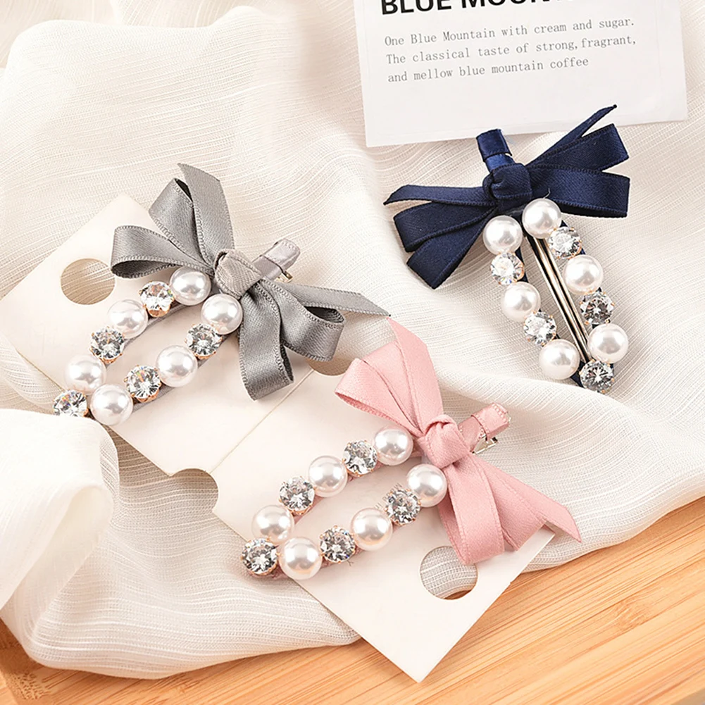 

New Fashion Pearl Bow Crystal Hair Clip Bobby Pin Barrettes Cute Pearl Hairpin Hair Styling Accessories Tools Gift Hairpins