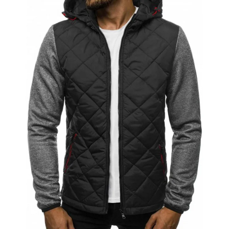 Куртка мужская новая с капюшоном Argyle зимние куртки одежда Jaqueta Masculino Fit повседневные Модные мужские толстовки на молнии Одежда Топ - Цвет: Темно-серый