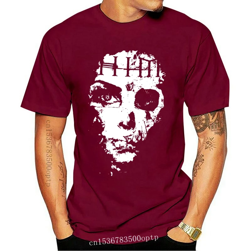 New Him H I M Skull Face Girls Juniors Black T Shirt 2021 Band Music Fashion Tee |