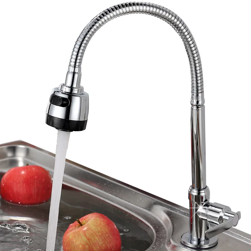 

Main Copper Kitchen Single Cold Faucet Stainless Steel Sink Washing Basin Single-Hole Universal Rotatable