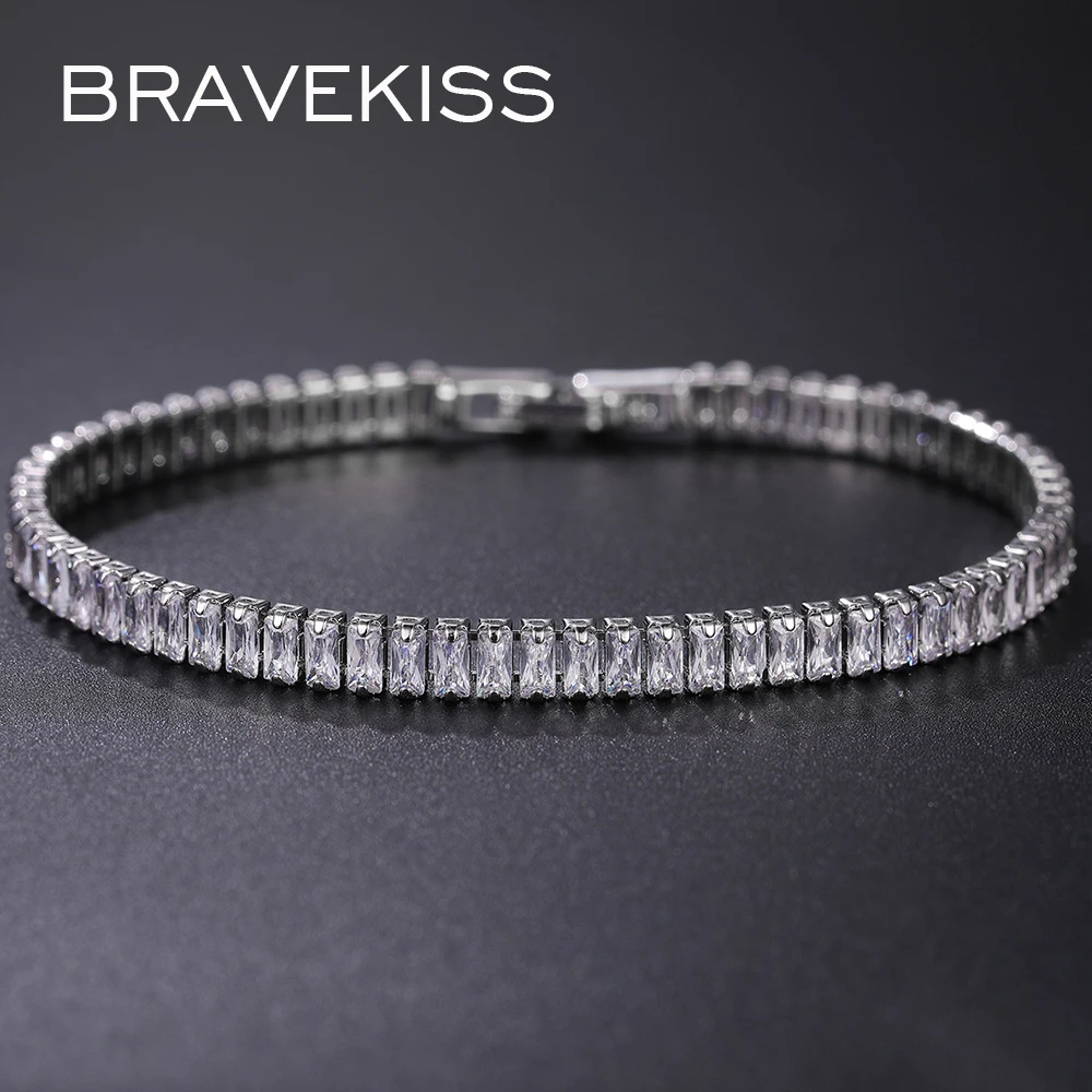 Bravekiss друзья, прозрачные CZ браслеты для женщин и мужчин, браслет, роскошный Теннисный браслет, браслеты, ювелирные изделия для женщин, медный Цирконий UB0180A