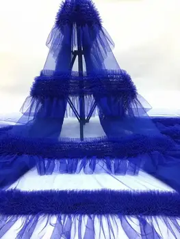 

French Tulle Lace Fabric royal blue High Quality Nigerian Lace Fabric 5Yards For Party Dress FDC93