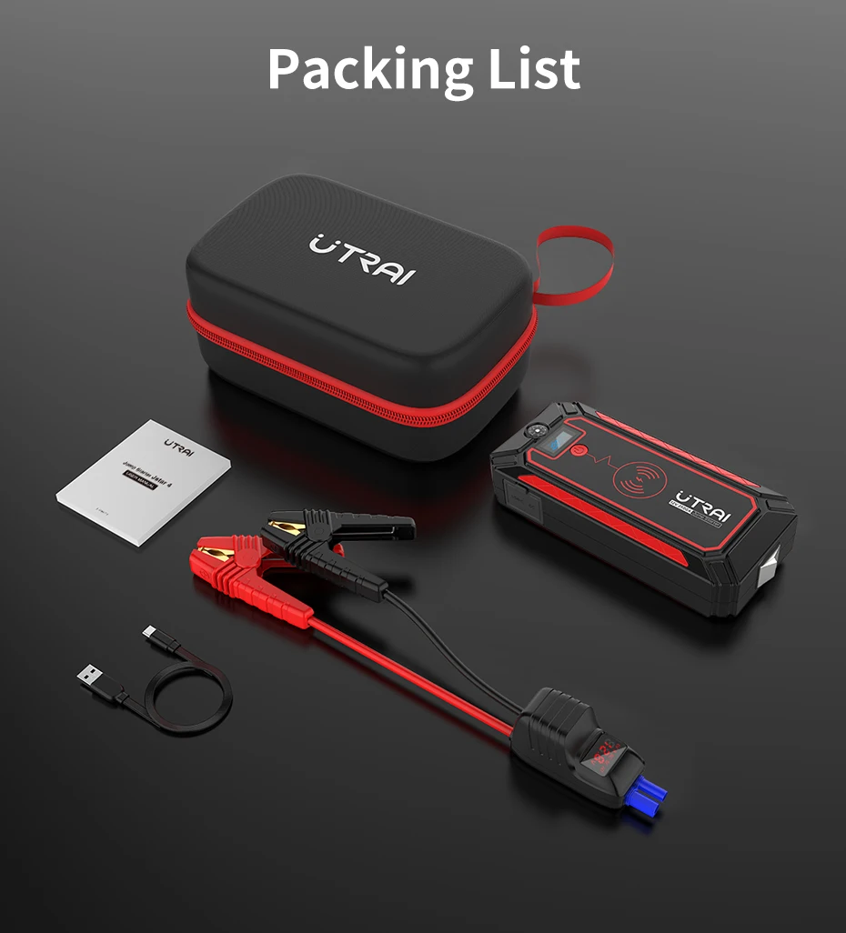 car jump starter UTRAI Car Jump Starter 2500A  Power Bank Car Battery with 10W Wireless Charger LCD Screen Safety Hammer Jump starter jump pack