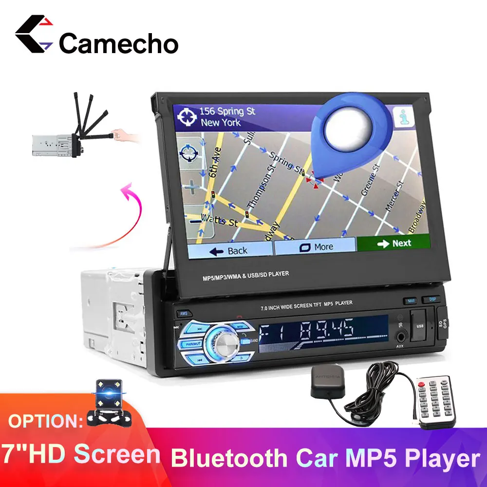 Автомобильный радиоприемник Camecho 1DIN GPS навигация MP5 дисплей Bluetooth 7 дюймовый экран