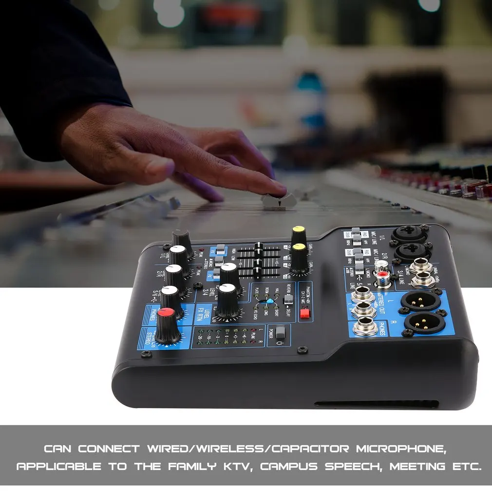 Мощность аудио DJ микшер ЕС штекер 4 канала профессиональный усилитель мощности USB слот 16DSP+ 48 В фантомное питание для микрофонов