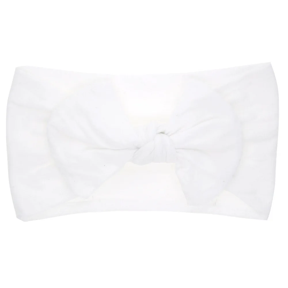 KT092-white Laleben детский бант с заячьими ушками, одноцветная Регулируемая тканевая повязка для волос для новорожденных, аксессуары для волос для маленьких девочек, нейлоновый головной убор для малышей - Цвет: KT092-white