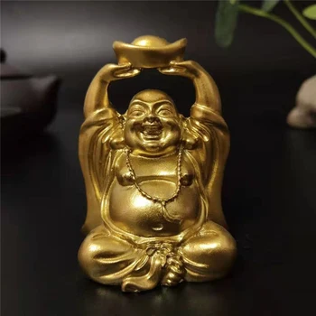 Statue de bouddha riant en or, FengShui chinois, Sculpture de bouddha Maitreya, décoration de jardin de maison, cadeau porte-bonheur 1