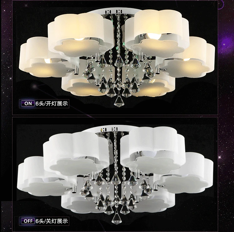 Современная Слива акриловая спальня светодиодные люстры освещение Lustre Хрустальная гостиная диммируемая Потолочная люстра-подсвечник светильники