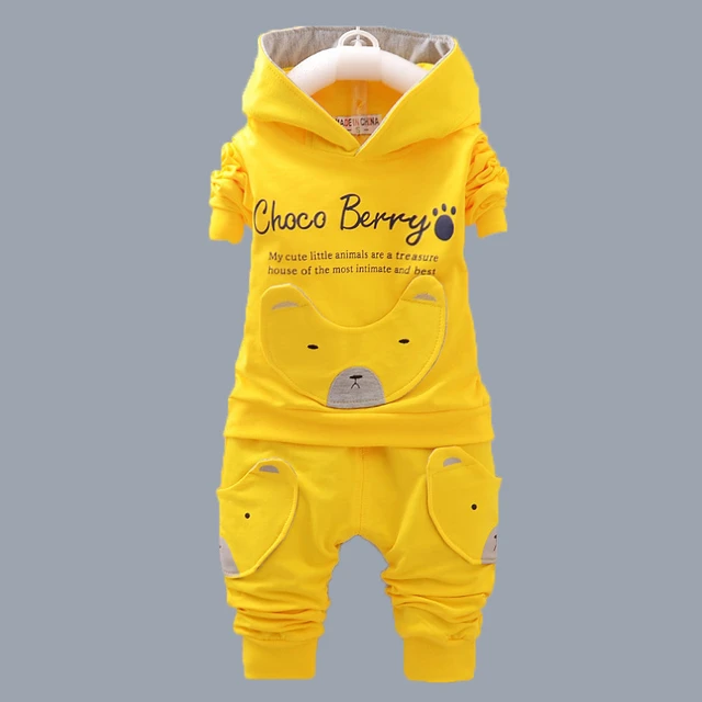 Spring Autumn Children Cotton Clothing Suit Baby Boys Girls Clothes Kids Sport Hoodies Pants 2Pcs/Sets Fahion Toddler Tracksuits JGkoudaixiongFYellow