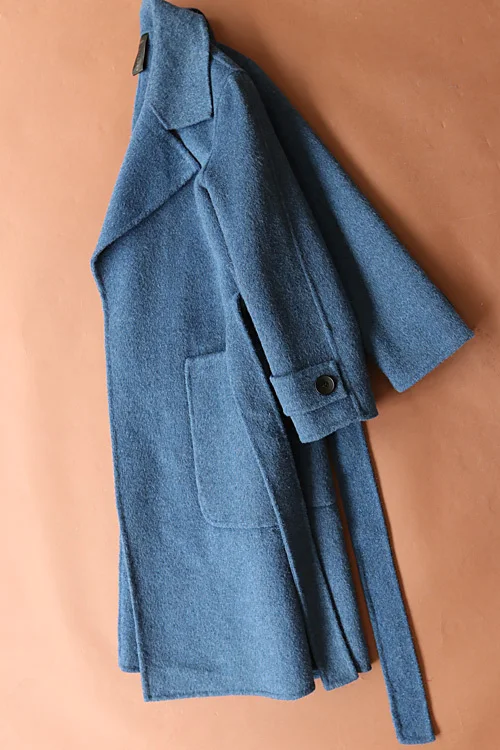 

Autumn Winter New Women's Casual Wool Blend Trench Coat Female Overcoat Double Side Long Parka With Belt LX1865