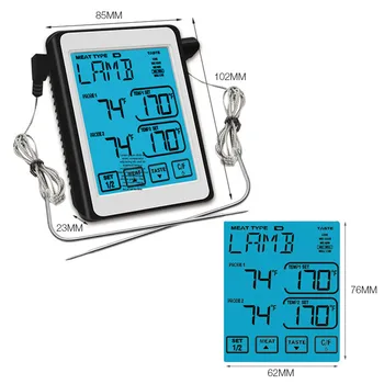 

CH-212 Double Probe Touch Digital BBQ Thermometer Cooking Meat Food Oven Grilling Smoker Kitchen Probe Temperature Timer Alarm