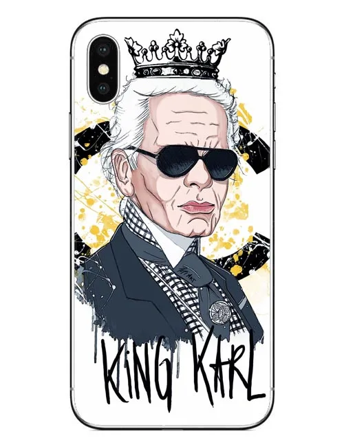 Прозрачный Модный Зеленый Прозрачный жесткий чехол для телефона Karl Lagerfeld, чехол для телефона для Apple iPhone 5 5S SE 6 6S Plus 7 XS Max XR 8 8 Plus X 10 - Цвет: Прозрачный
