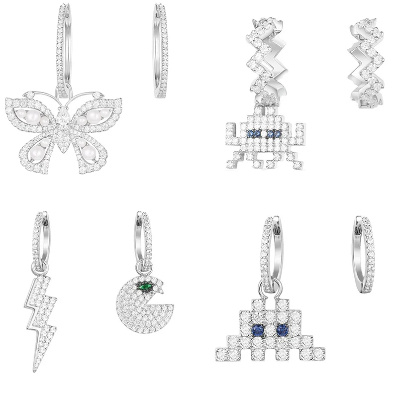 

JEM high quality original 925 sterling silver A Monaco style PM brand design asymmetric earrings ladies fashion jewelry gifts