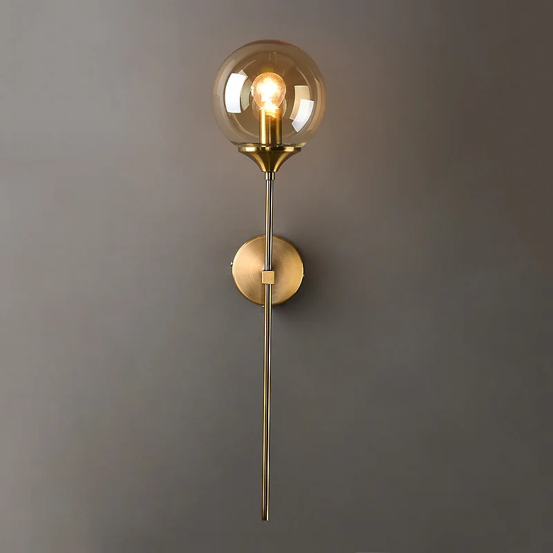 Tanie Nowoczesny szklany kinkiet kreatywny złoty kinkiety okrągłe oświetlenie w stylu nordyckim oprawa sklep