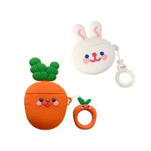 Unique Carrot Rabbit Protective Case Silicone Cover Skin Protector with Lanyard for Airpods 1/2 Charging Box Accessories