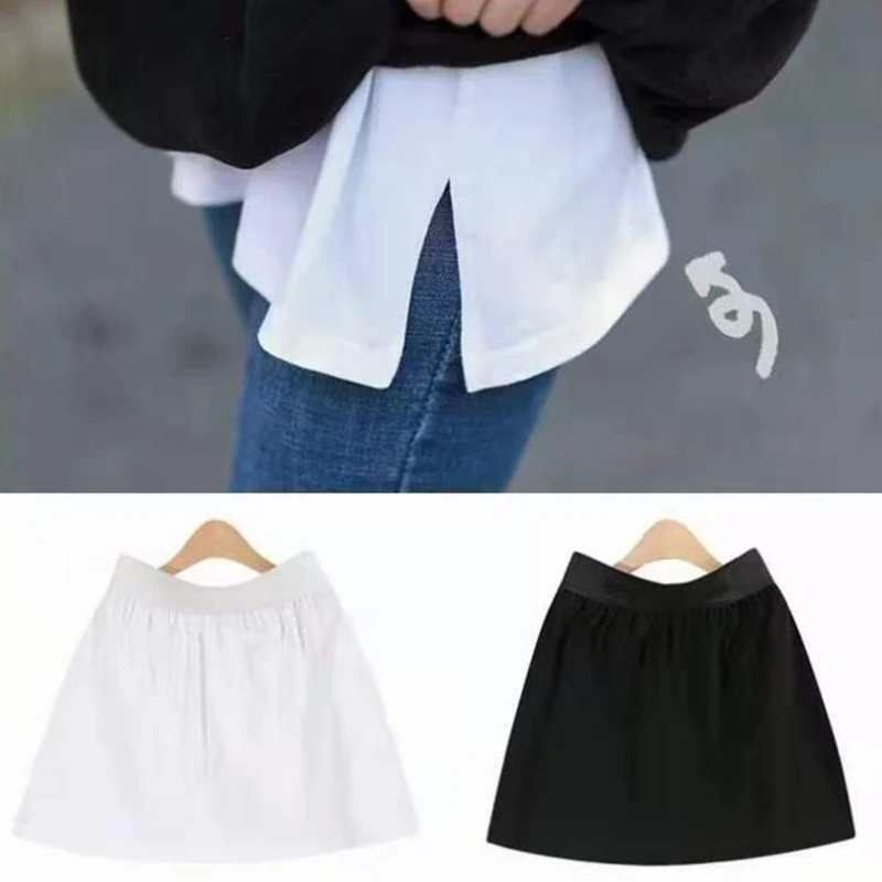 black mini skirt Fashion Sweater Base Men Women Fake Hem Shirt Fake Mini Skirt Thin Short Skirt Fake Hem Half-length Adjustable Layered Fake Top wrap skirt