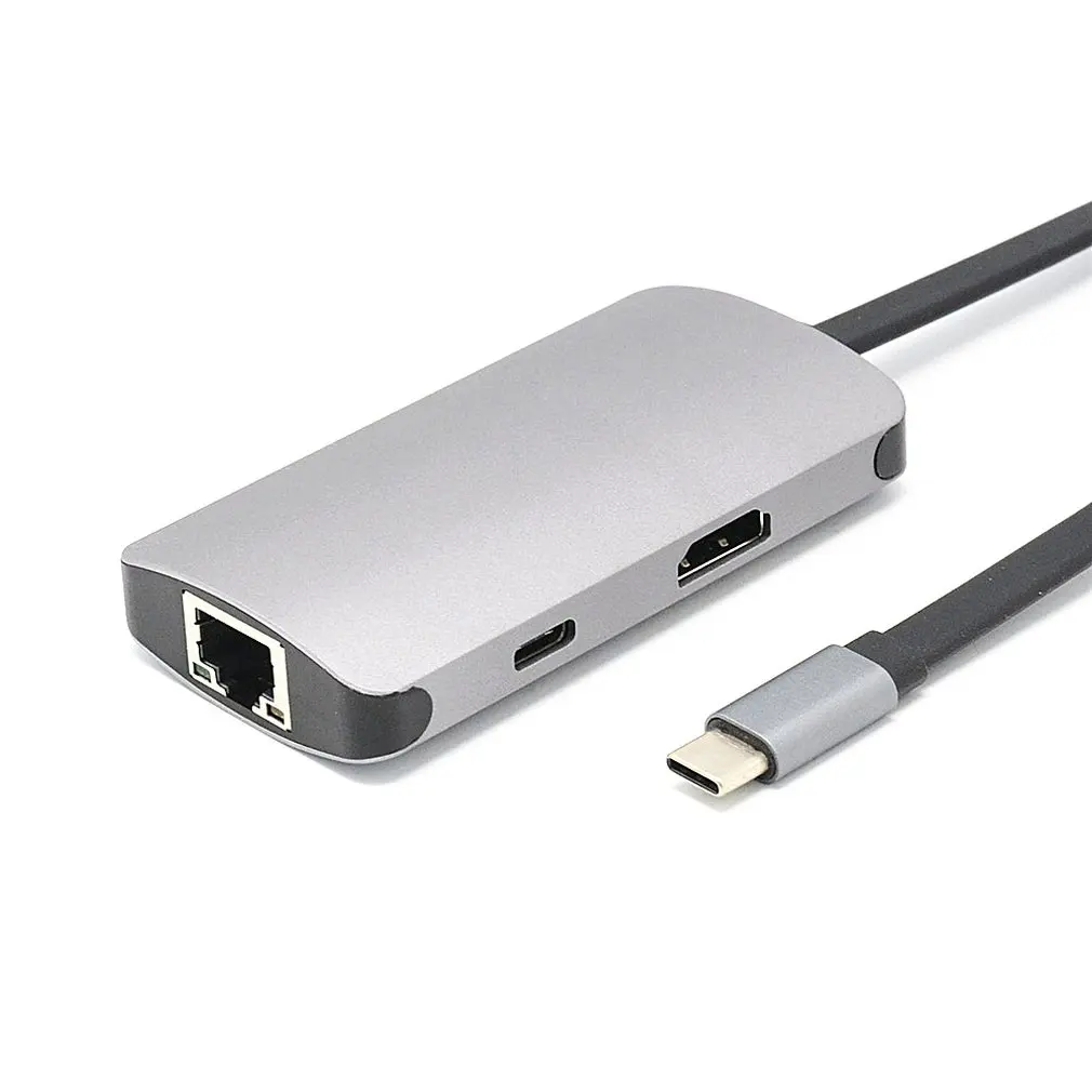 Концентратор USB Type C адаптер конвертер с 2 портами USB 3,0, 1 USB-C PD зарядный порт и 1 RJ45 1000 Мбит/с гигабитный Ethernet сетевой порт