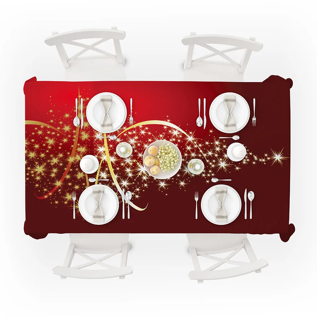  Christmas Table Cloth Rectangle Tablecloths On The Table Print Xmas Tree Table Cover Kitchen Home D