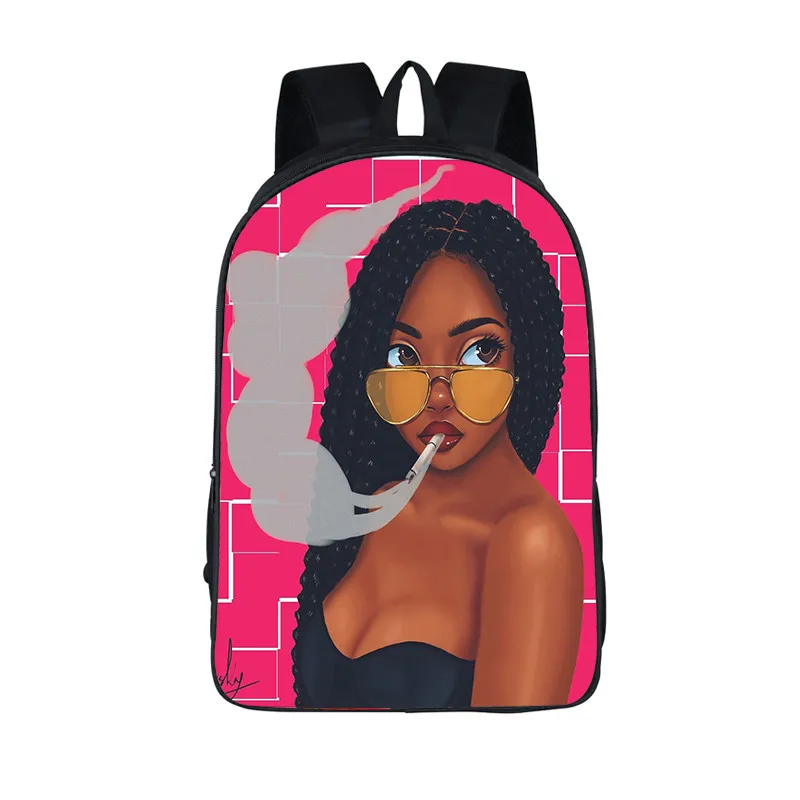 style 18 Афро леди Книга сумка Девушка Рюкзак Африка Красота принцесса девочек детские школьные сумки для подростков коричневый школьный рюкзак для девочек - Цвет: style 18