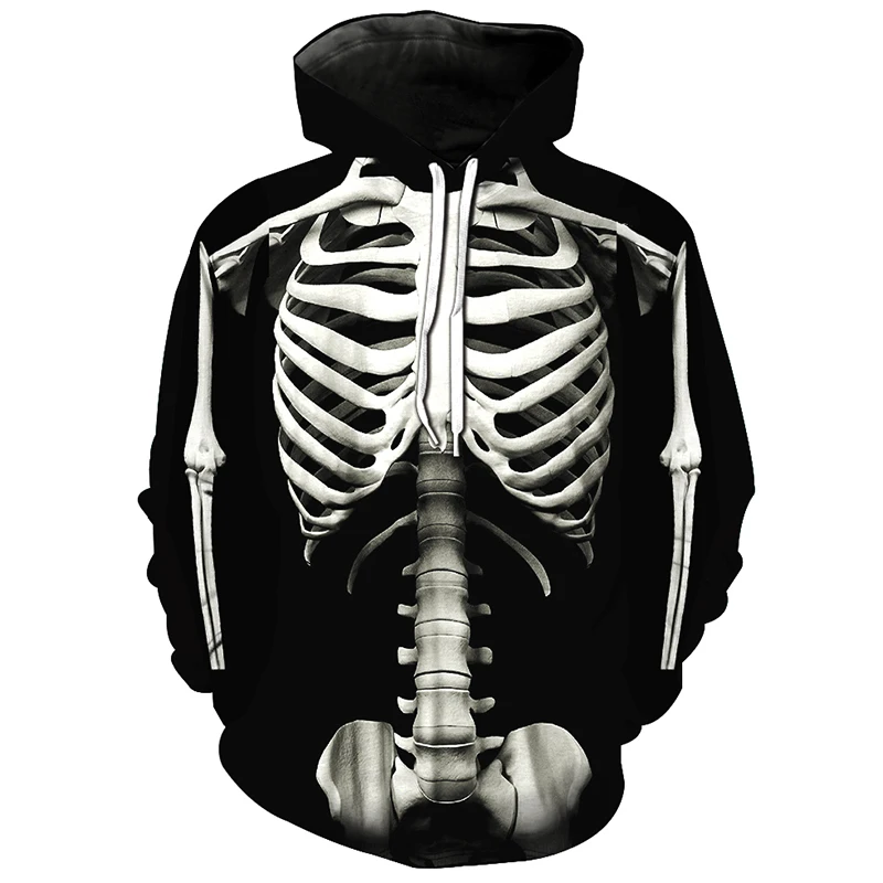 

3D Skull Hoodies Men Clothes 2020 Standing Skeleton Print Streetwear Hoody Pullover Top Sweatshirts Harajuku Fashion