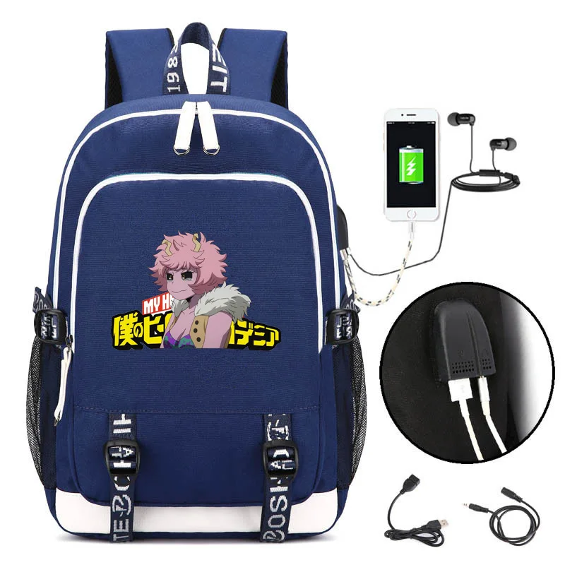 Школьные сумки My Hero Academy Kirishima Eijiro, аниме, сумка для книг, Женская дорожная сумка, usb зарядка, рюкзак для ноутбука, Мультяшные мужские сумки