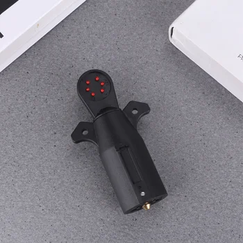 

7-Way Blade Trailer Light Wiring Circuit Tester Round Adapter Pin Plug for Car Trailer Black
