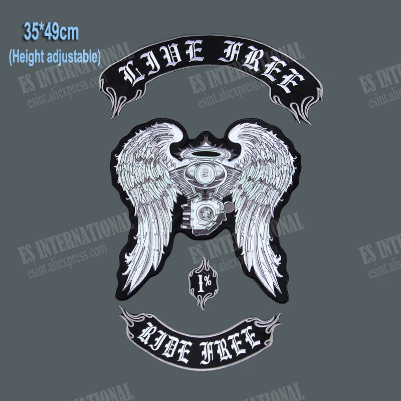 Wings Engine Large Embroidery Patches Sew on for Jacket Motorcycle Biker Clothes Decoration Applique 49cm*35cm | Дом и сад