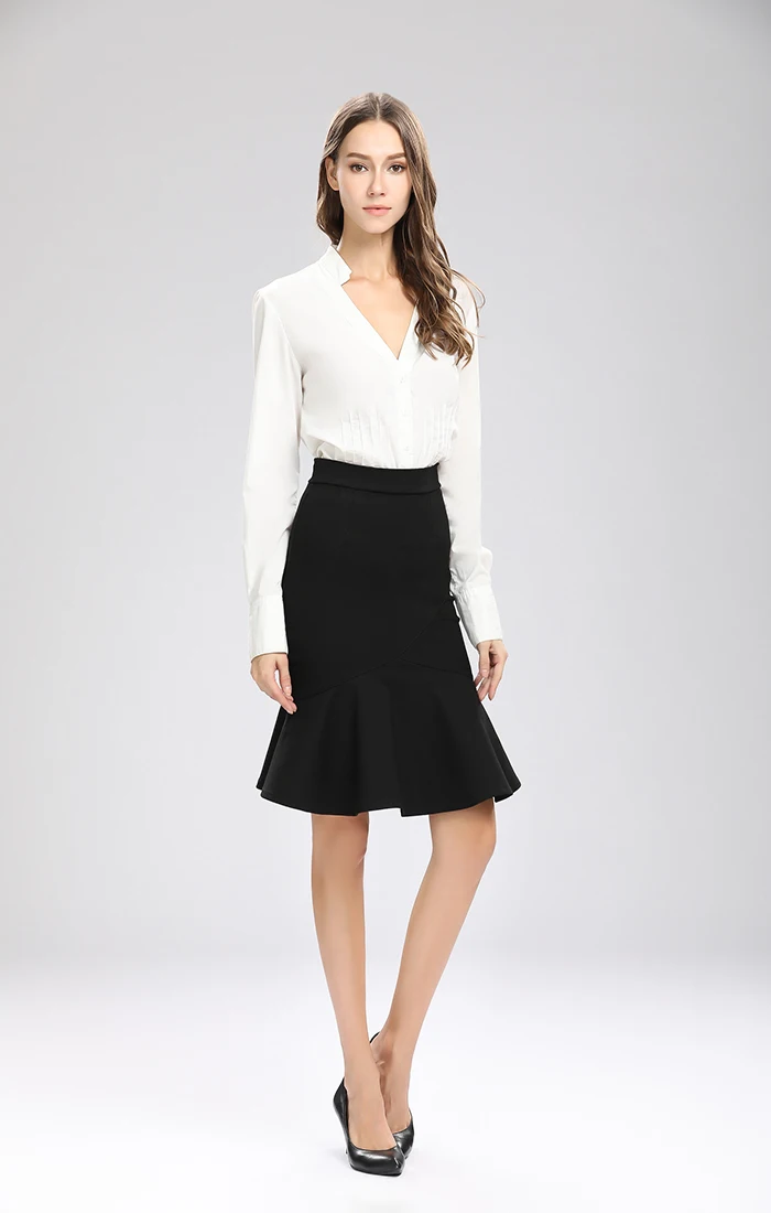 New Korean version of high waist bag hip stretch skirt ruffled A word skirt fishtail skirt S-5XL
