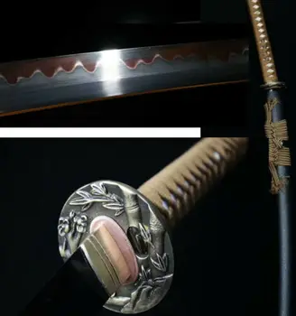 

1095 CARBON STEEL CLAY TEMPERED RED BLACK BLADE JAPANESE SAMURAI KATANA VERY SHARP