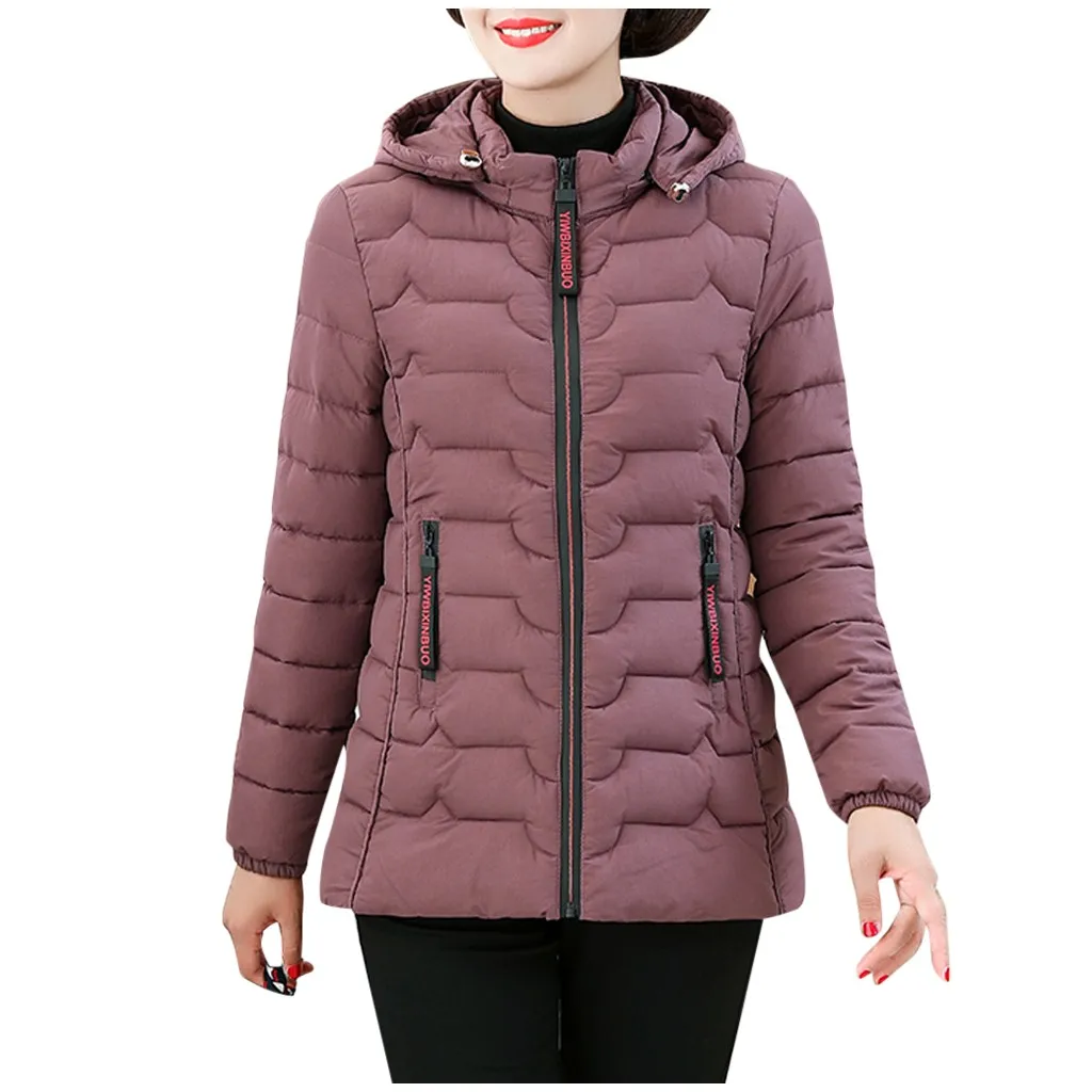 Pink Зимняя короткая куртка с капюшоном размера плюс 5xl для женщин среднего возраста, хлопковое пальто для женщин, Толстая Повседневная зимняя куртка для мам, Женская парка# J30 - Цвет: Pink