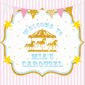 

8x8FT Beautiful Gold Carousel Sequins Glitter Stars Frame Party DIY Custom Photo Studio Background Backdrop Vinyl 10x10 10x12