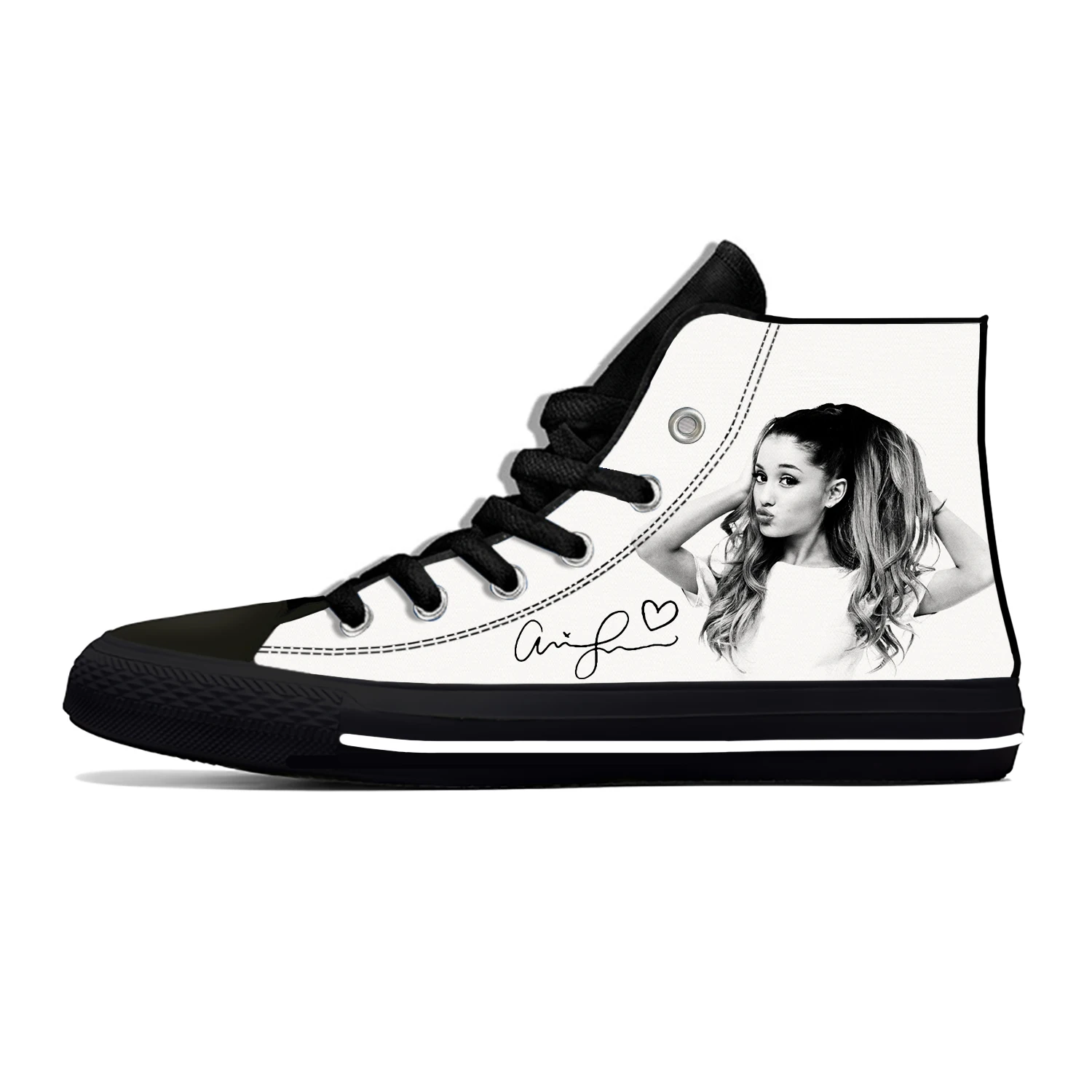 Ariana Grande Лидер продаж; Модные дышащие мужские повседневные кроссовки с 3D принтом в стиле Харадзюку; мужские парусиновые кроссовки с высоким берцем на плоской подошве; легкая обувь - Цвет: Ariana Grande