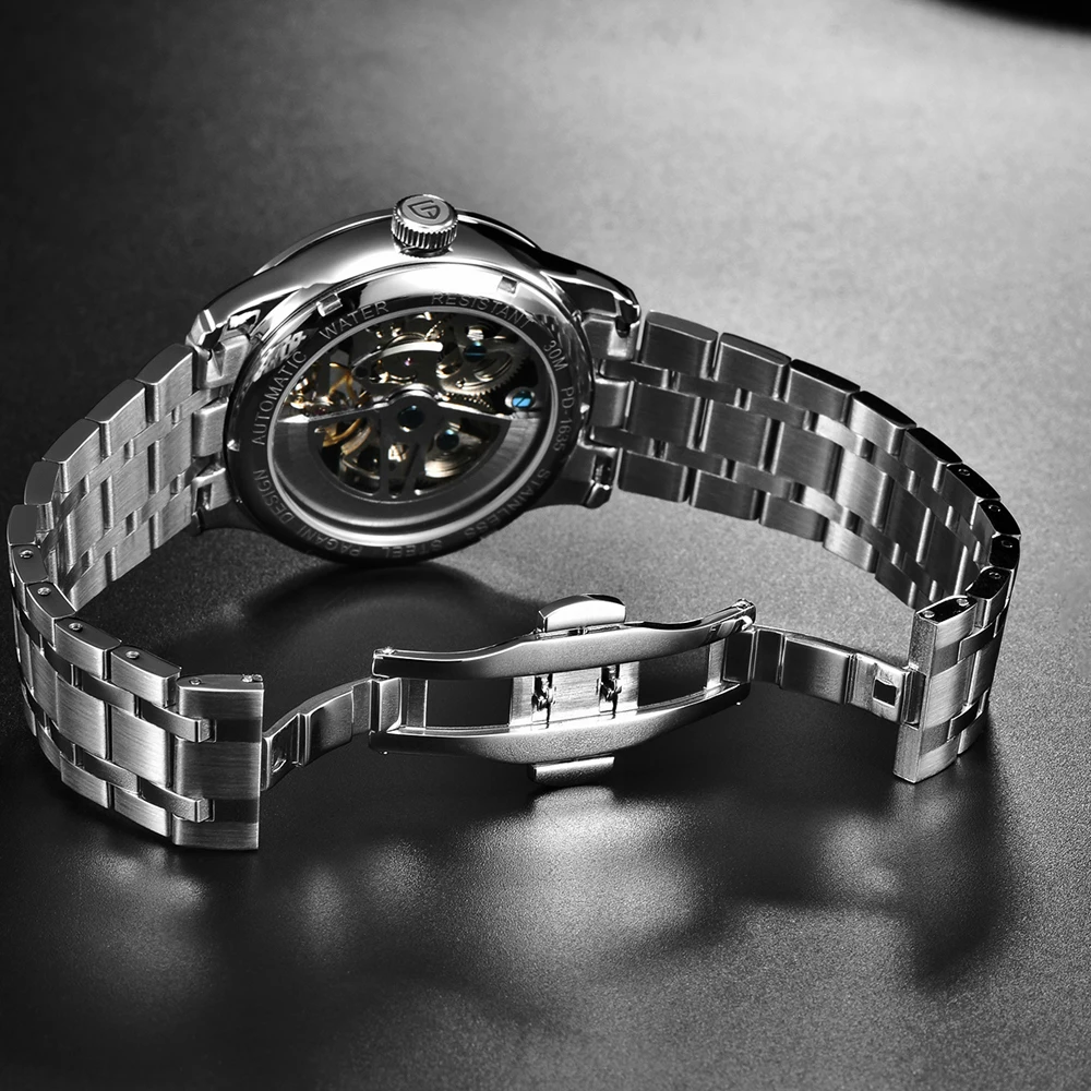 2020 free shipping  New Fashion PAGANI Leather Tourbillon Watch Luxury Brand Automatic Men Watch Men Mechanical silver stainless Steel Watches Relogio Masculino (75)