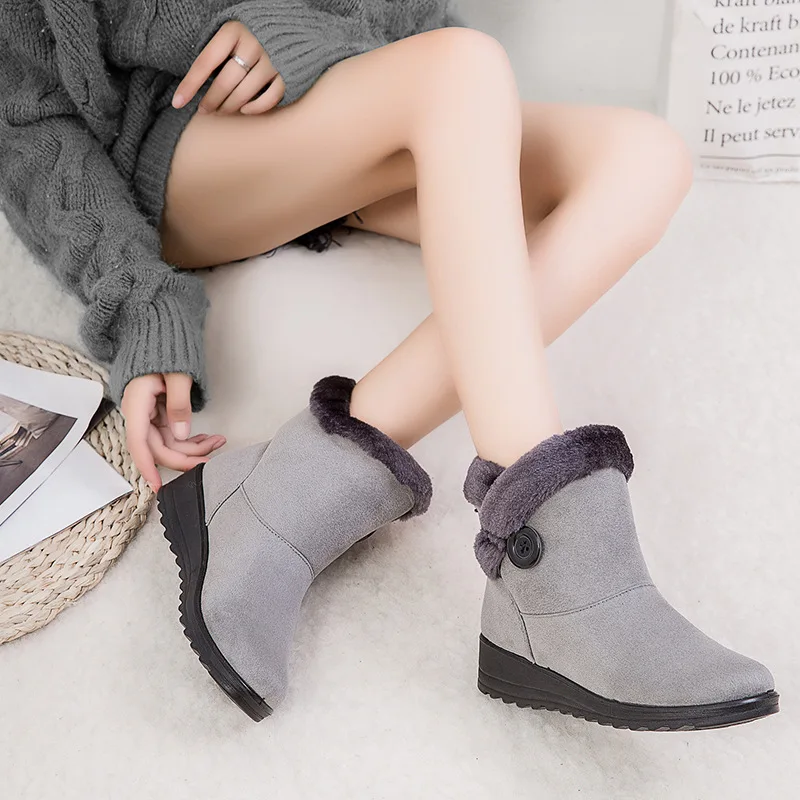Grey 4 Зимние ботинки; женская обувь; коллекция года; однотонные плюшевые теплые зимние ботинки на плоской подошве; женская обувь на молнии; ботильоны на платформе; повседневная женская обувь - Цвет: Grey 4