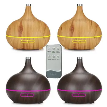 

400ml Remote Control Timing Ultrasonic Aroma Air Humidifier wood grain Diffuser with LED lights for Home Office Air Humidifier