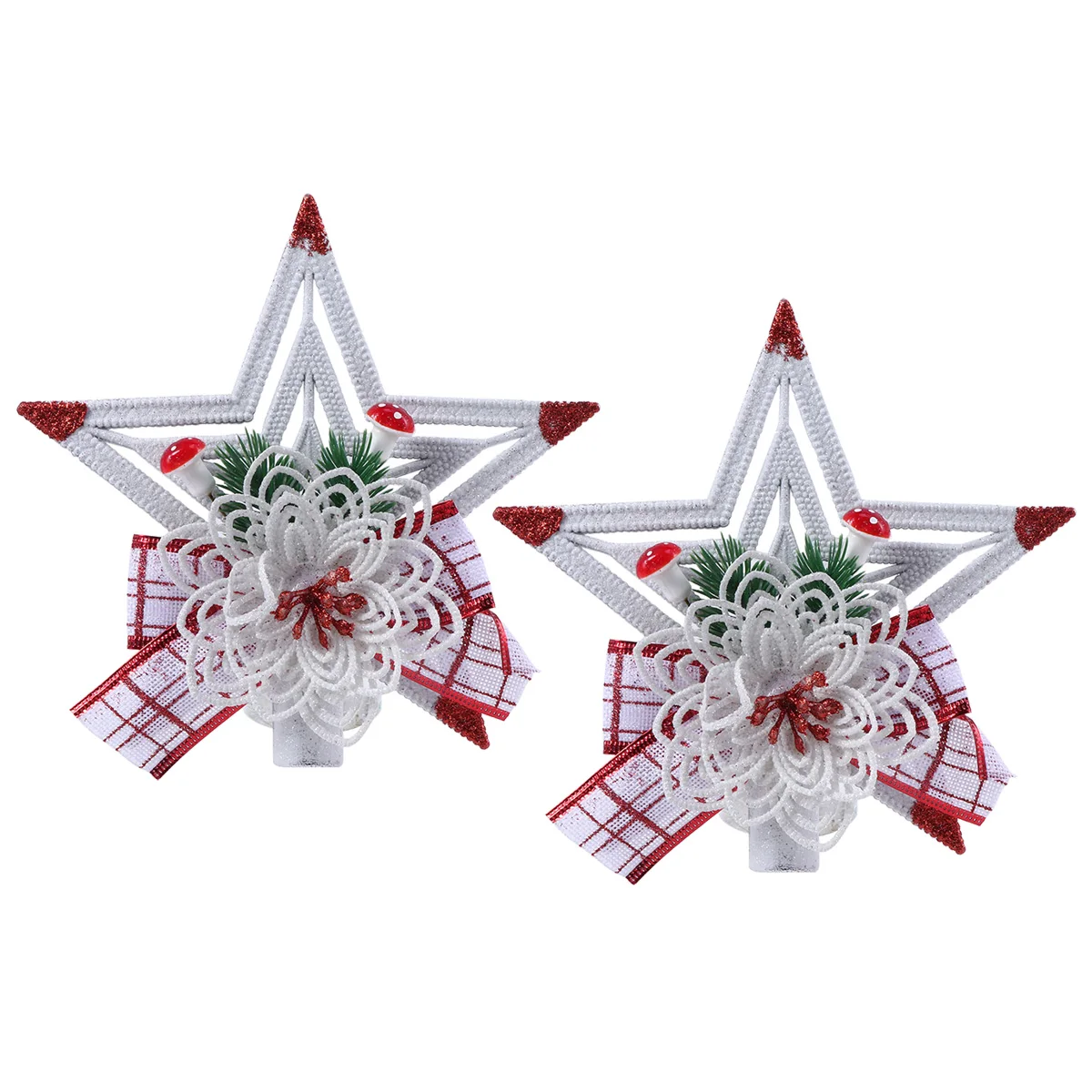 

2 pcs Christmas Tree Topper Sparkle Star Plastic Shiny Ornament Christmas Tree Ornaments Xmas New Year Gift for Home