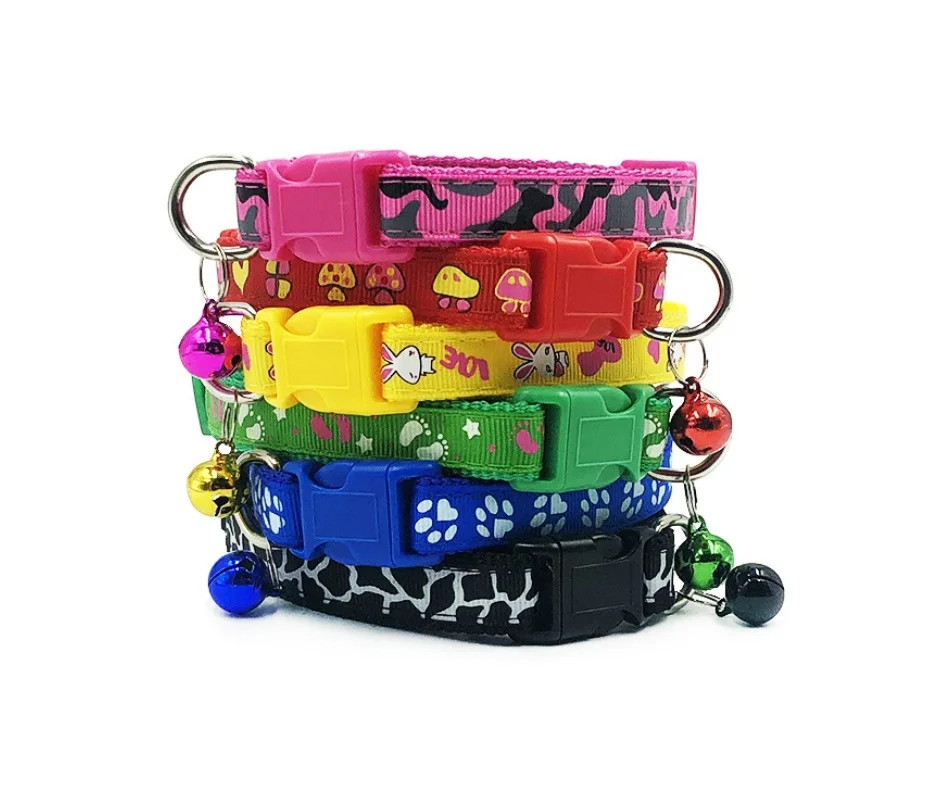 

10pcs adjustable cat collar dog accessories pet dog mixed pattern small bell pet beauty products