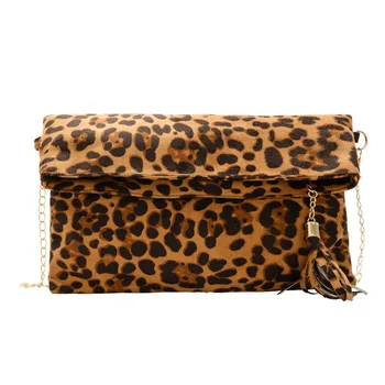 

Fashion Leopard Crossbody Bag For Women Hasp Phone Handbag Female Chain Shoulder Bags Leather Tassel Messenger Bag Clutch