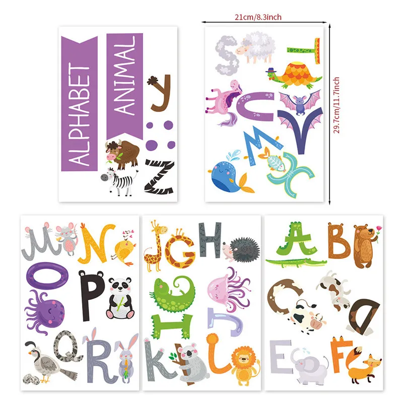 Простой Kawaii StickersAnimal Алфавит Детские наклейки на стену пилинг для детской комнаты декор хороший подарок для детей 30LY29