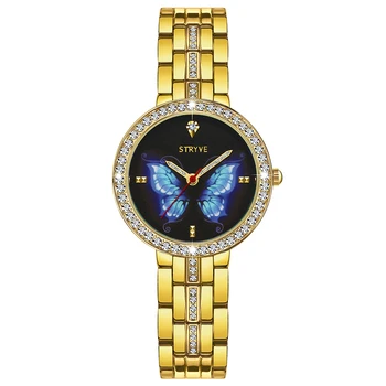 

ladies watch New designer Fashion Women Watches STRYVE butterfly female Dress Quartz wristwatches Clock Relogio Feminino T1018