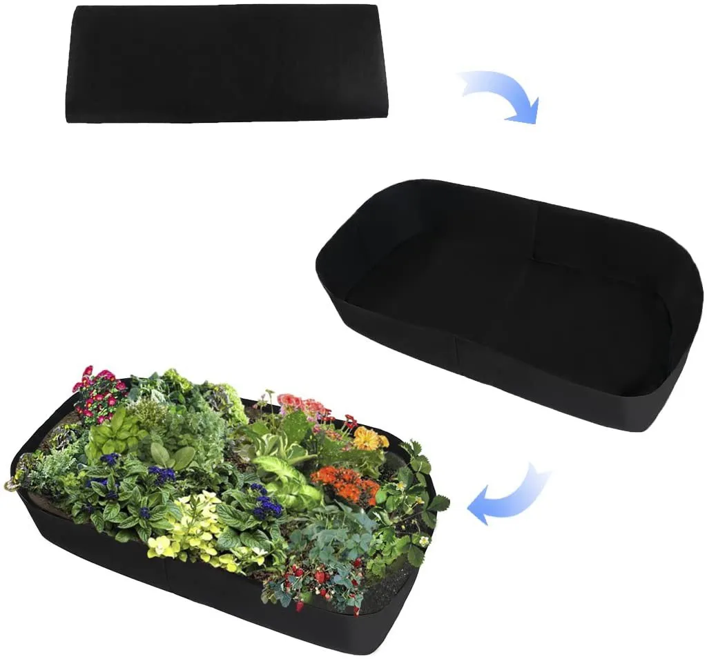 Fabric Raised Garden Bed Rectangle Planting Container Grow Bags Breathable Felt Fabric Planter Pot For Plants Nursery Pot Fabric Raised Garden Bed Rectangle Planting Container Grow Bags Breathable Felt Fabric Planter Pot For Plants Nursery Pot